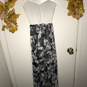 Floral Strapless Dress with slits